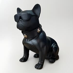 MD565 French Bull Dog Style Portable Bluetooth Speaker w/Collar & Glasses- Black